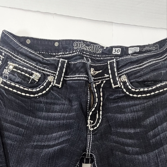 Miss Me Low-Rise Bootcut Jeans Womens 30 Black Wash Women's Distressed - Picture 6 of 16
